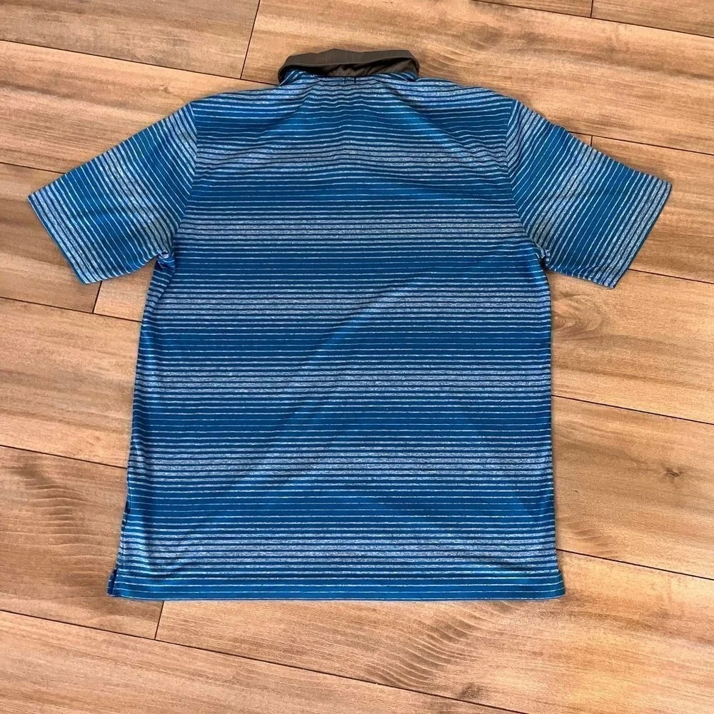 Nike Golf Blue Stripe‎ Athletic Casual Polo Men Large Bin F-7